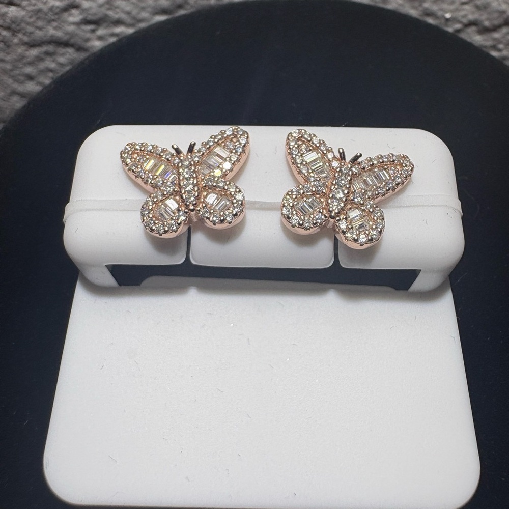 Rose Gold Moissanite Butterfly Earring
